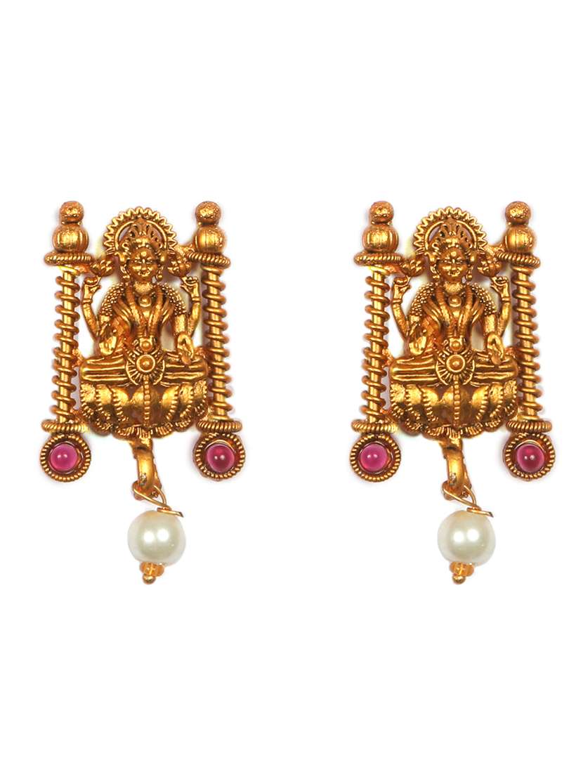 women traditional laxmi gold plated necklace set - 22181294 -  Standard Image - 3