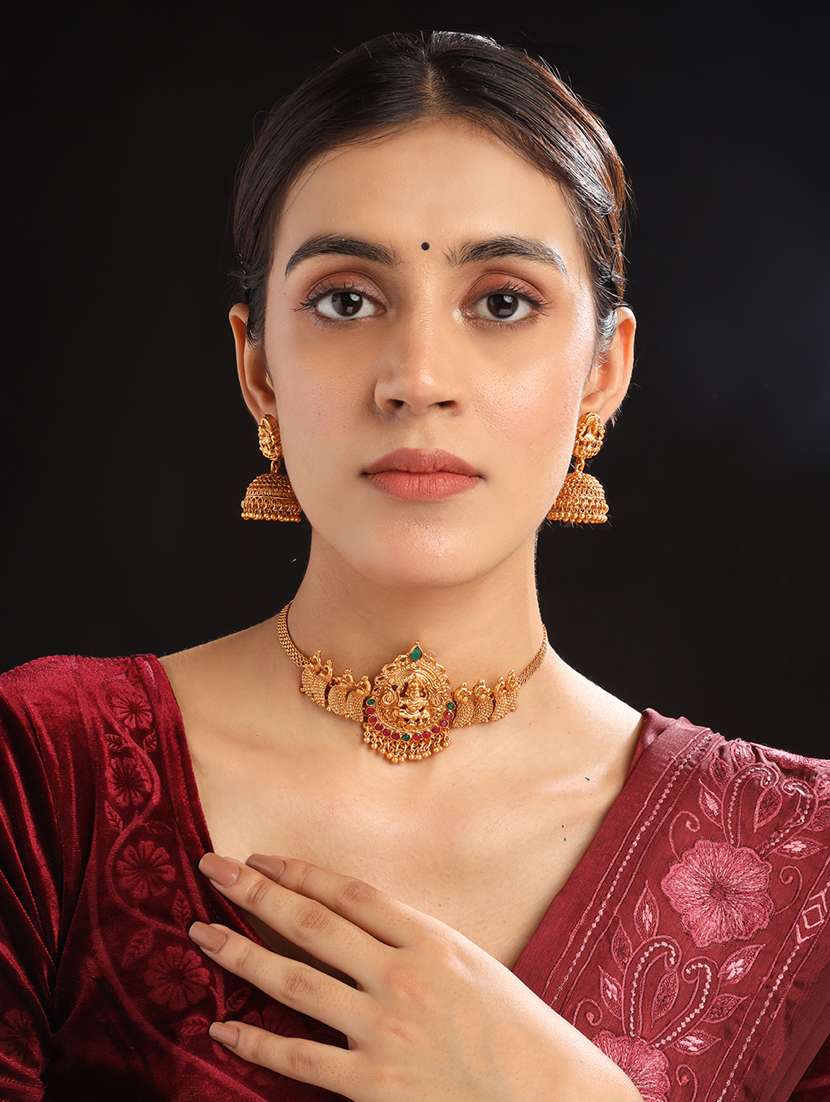 women gold plated goddess choker set - 22181297 -  Standard Image - 5