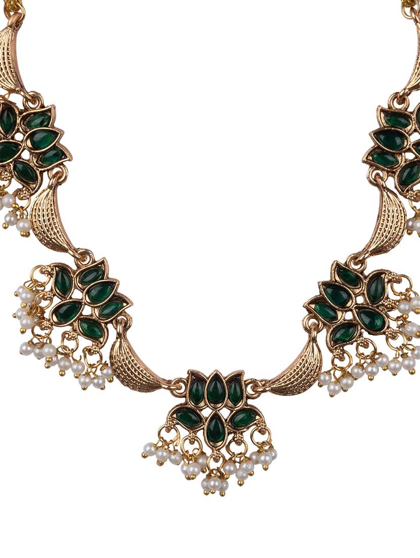 women alloy necklace and earrings set - 22181304 -  Standard Image - 3