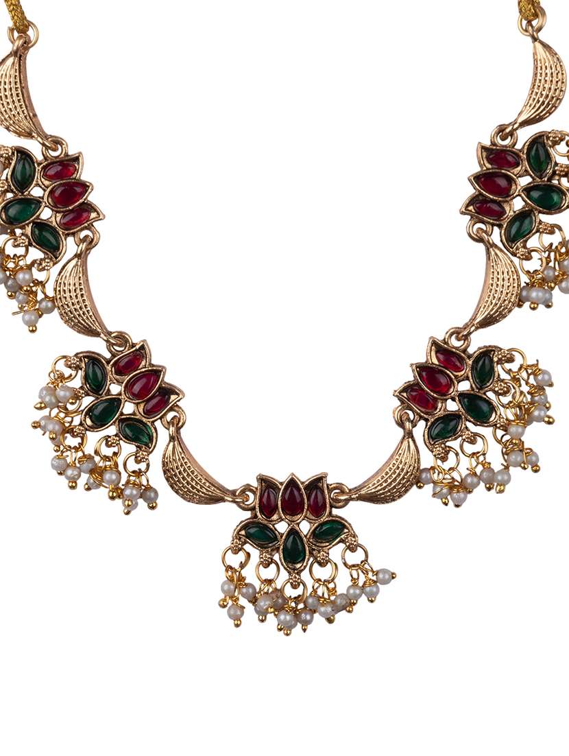 women alloy necklace and earrings set - 22181305 -  Standard Image - 3