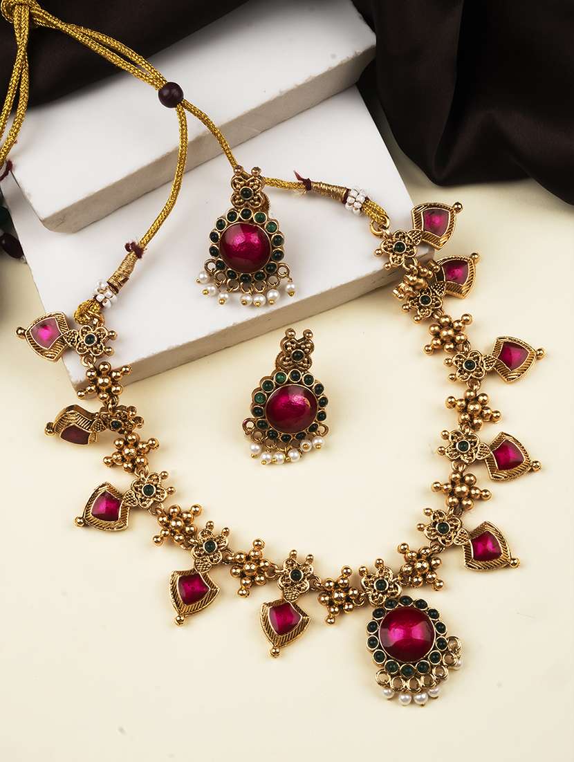 women alloy necklace and earrings set - 22181307 -  Zoom Image - 0