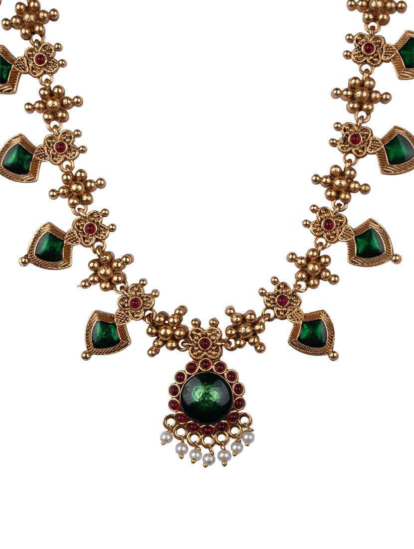 women alloy necklace and earrings set - 22181308 -  Standard Image - 3