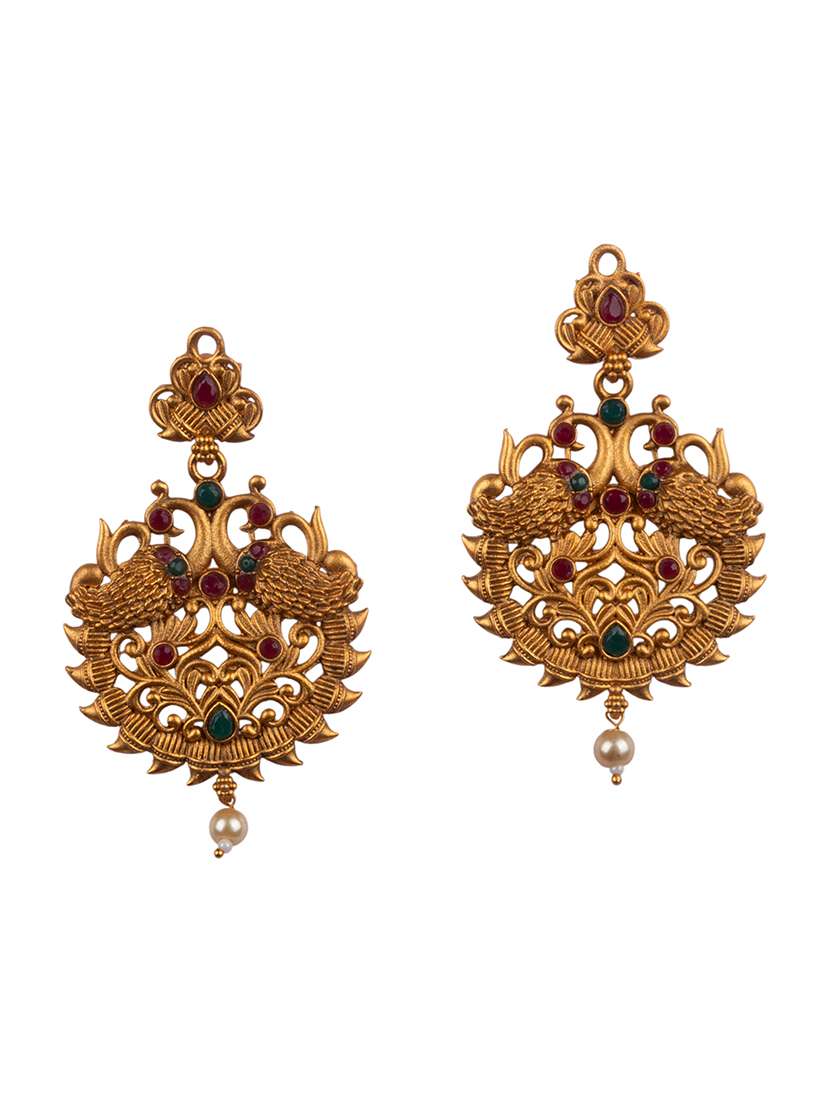 traditional gold plated floral bridal jewellery set - 22181312 -  Standard Image - 3