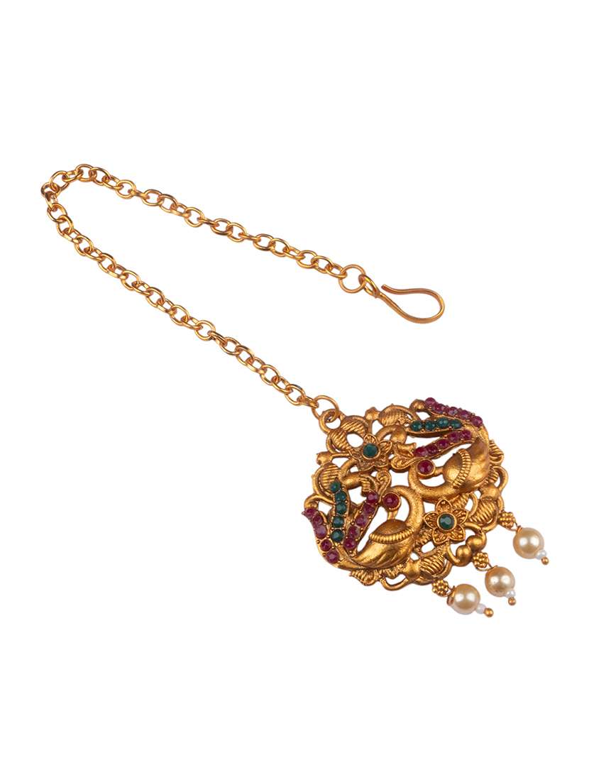 traditional gold plated floral bridal jewellery set - 22181312 -  Standard Image - 5