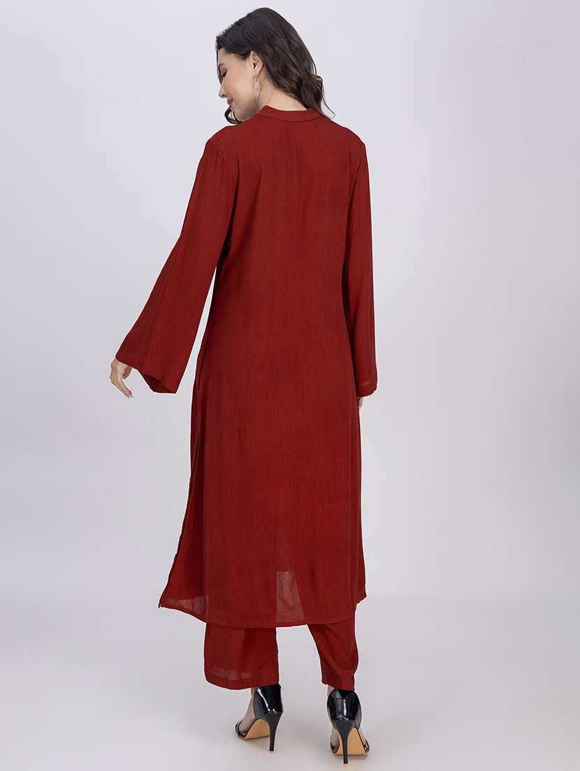 women solid bell sleeve a-line kurta - 22181381 -  Standard Image - 3