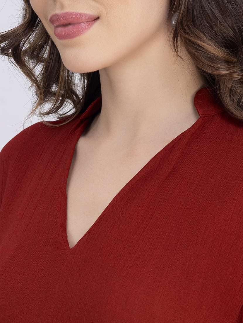 women solid bell sleeve a-line kurta - 22181381 -  Standard Image - 5