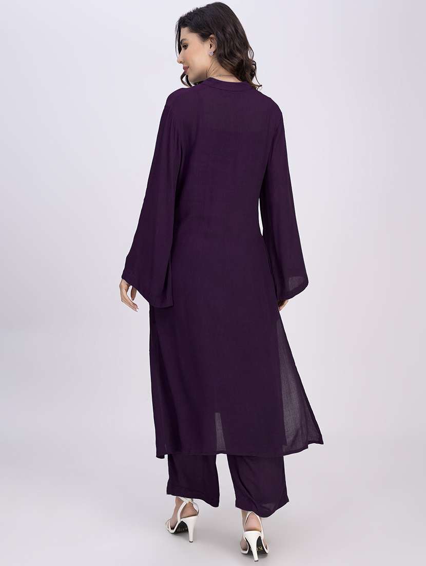 women solid bell sleeve a-line kurta - 22181382 -  Standard Image - 3