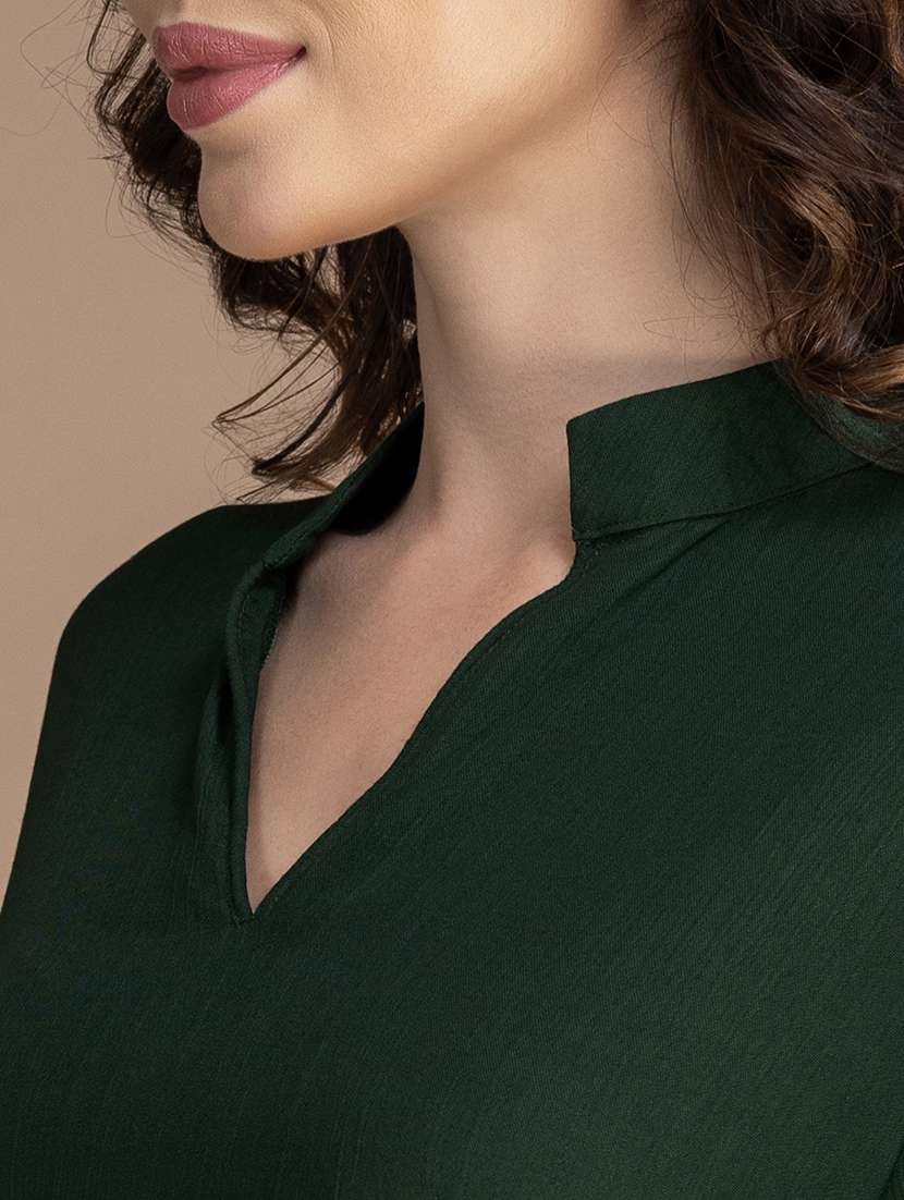 women solid long sleeve asymmetric kurta - 22181384 -  Standard Image - 5