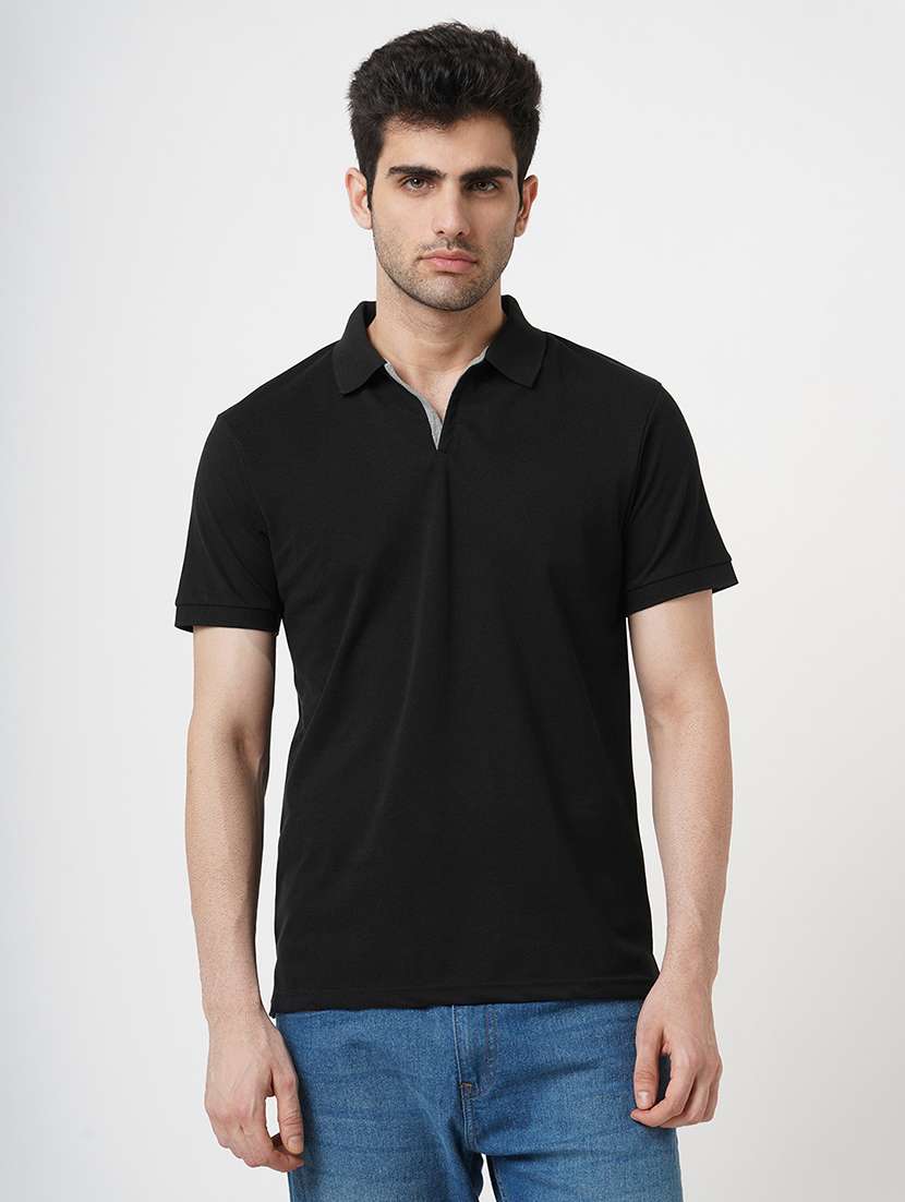 men solid short sleeve polo t-shirt