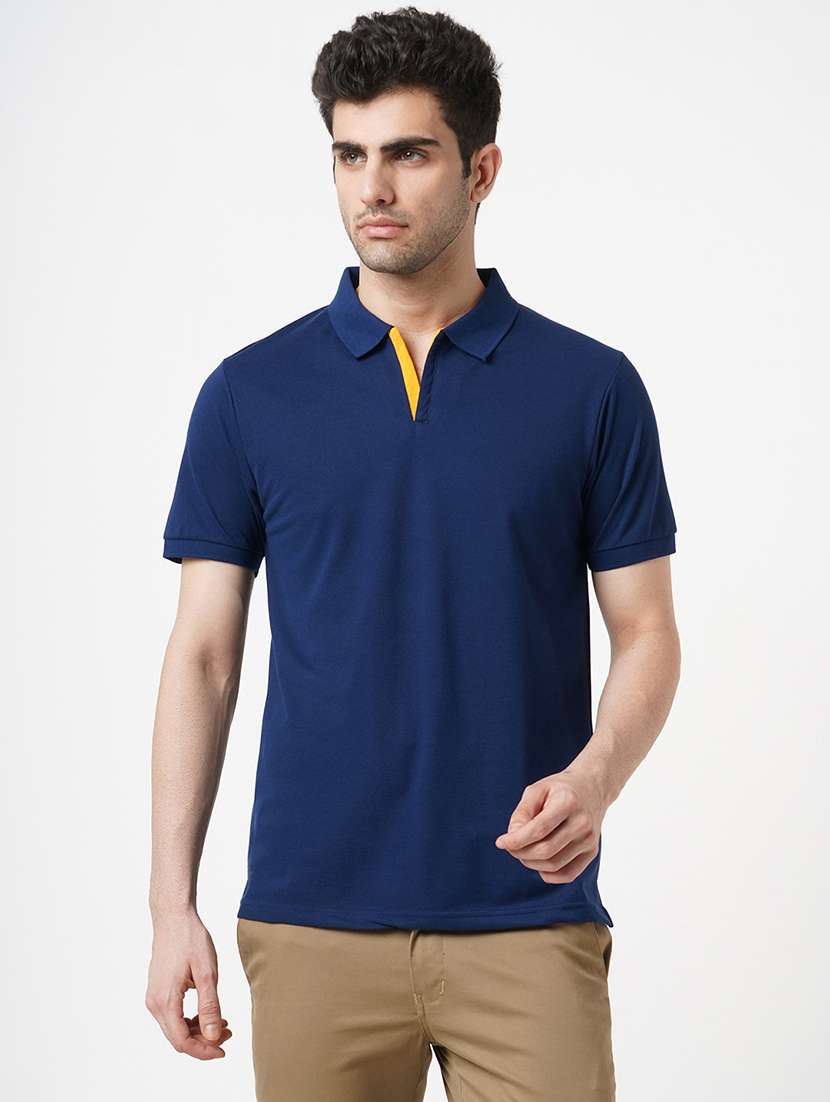 men solid short sleeve polo t-shirt