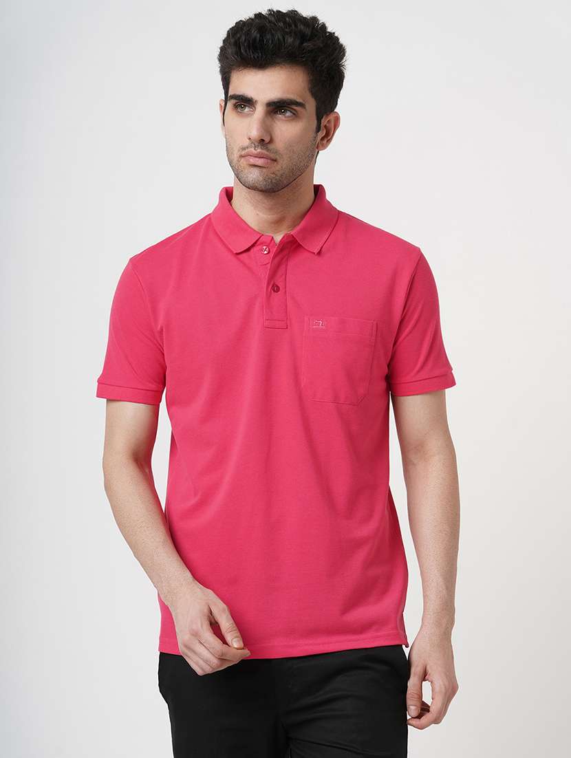 men solid short sleeve polo t-shirt