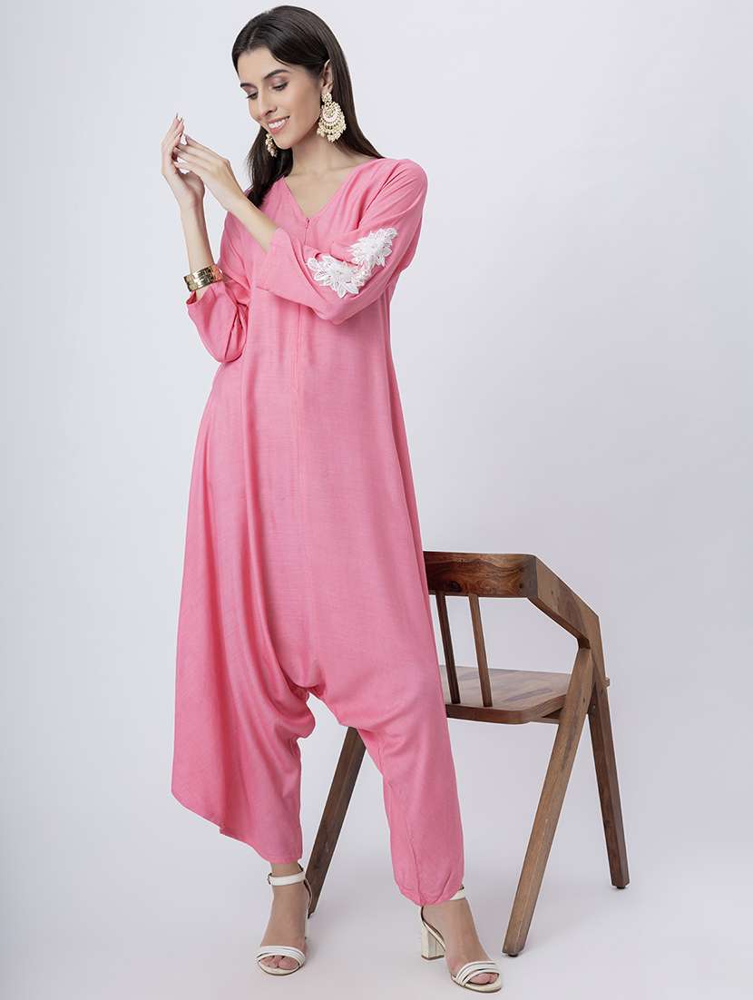 women embroidered long sleeve ethnic jumpsuit