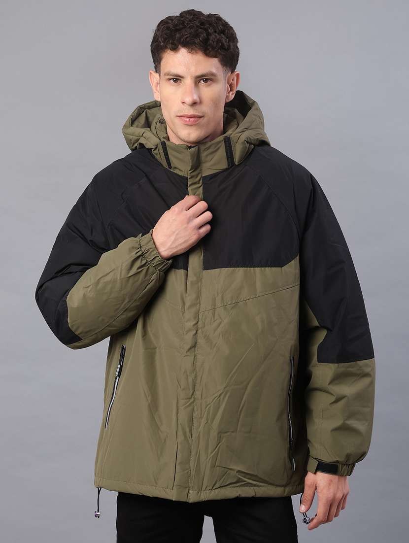 men color blocked long sleeve hooded quilted jacket - 22181416 -  Standard Image - 3