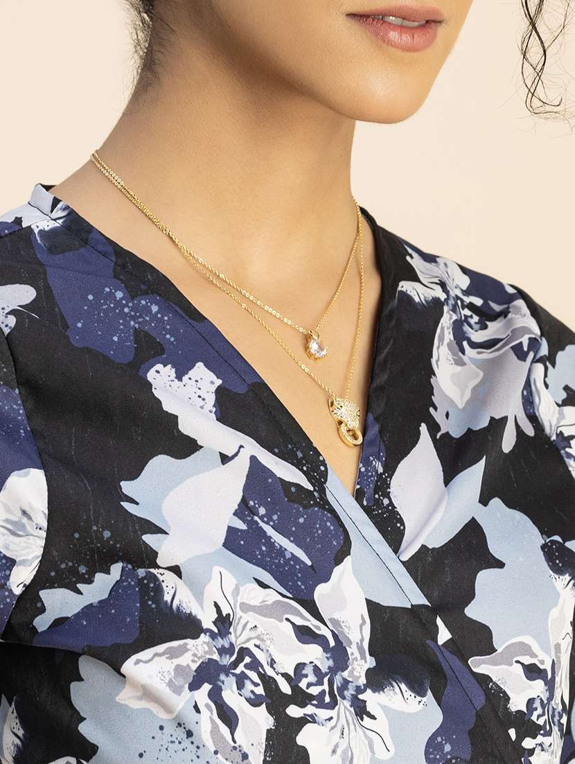 women printed long sleeve wrap dress - 22181427 -  Standard Image - 5