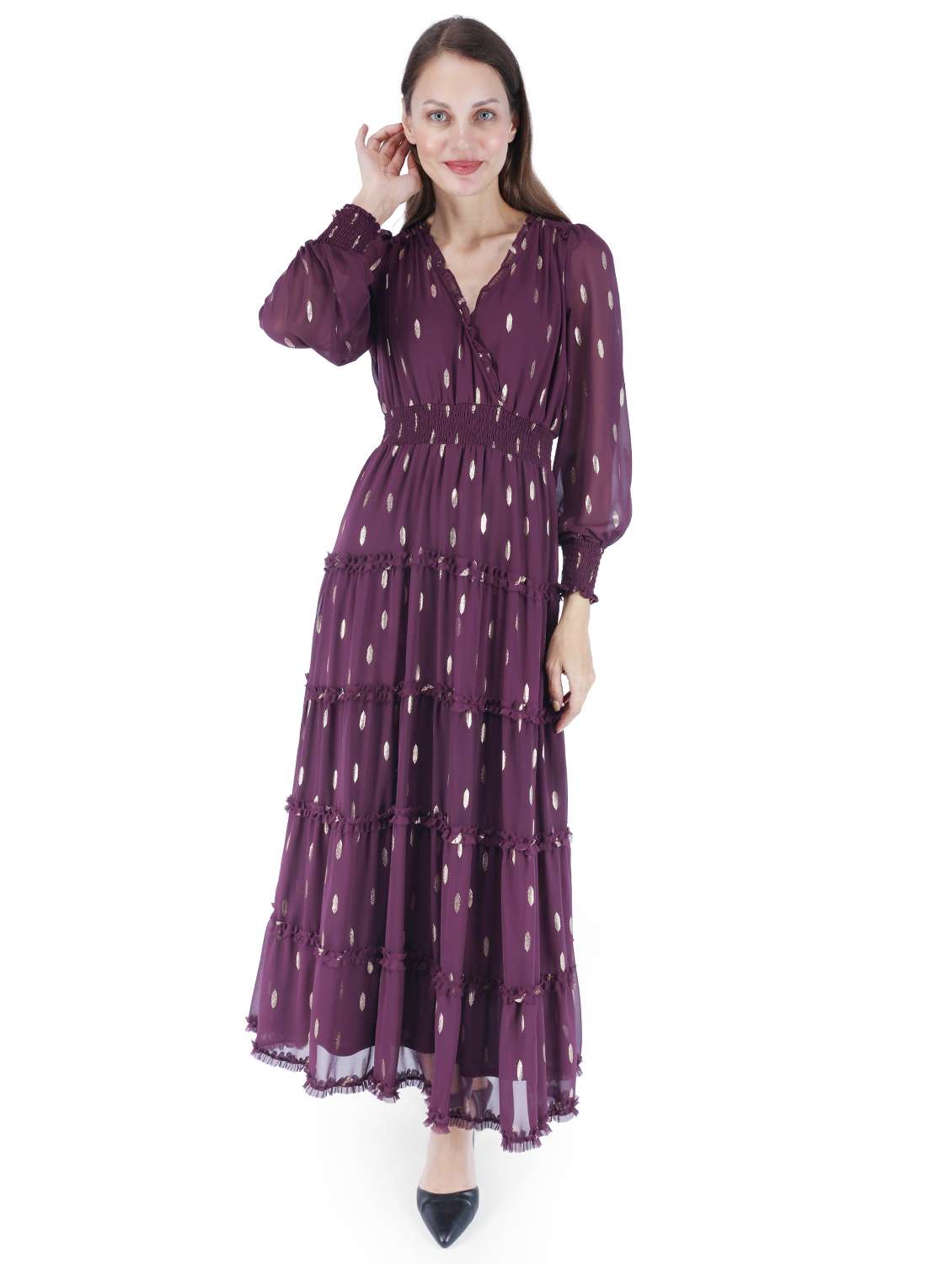 women self designed puff sleeve tiered dress - 22181433 -  Zoom Image - 0