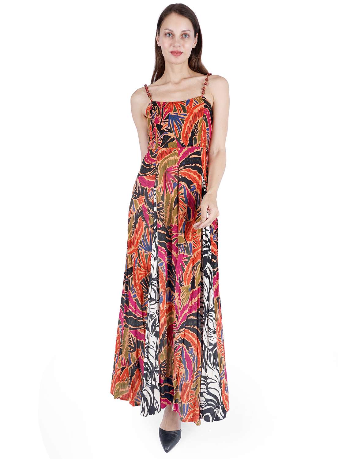 women printed shouldre strap fit & flare dress - 22181454 -  Zoom Image - 0