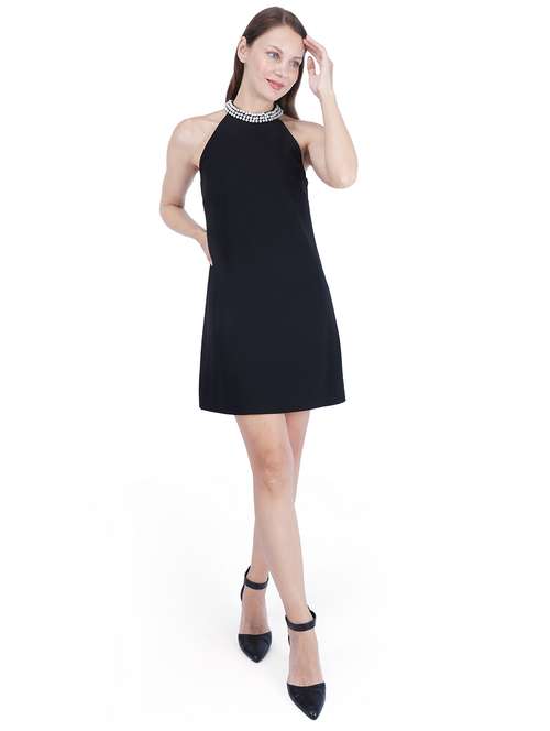 women black embellished sleeveless a-line dress - 22181456 -  Standard Image - 0