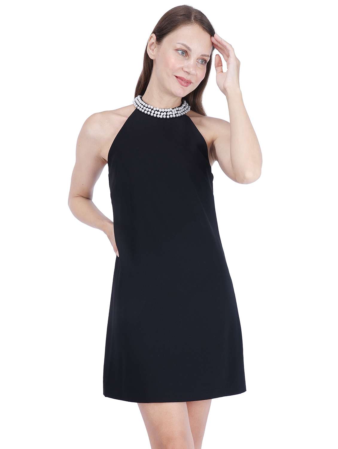 women black embellished sleeveless a-line dress - 22181456 -  Standard Image - 3