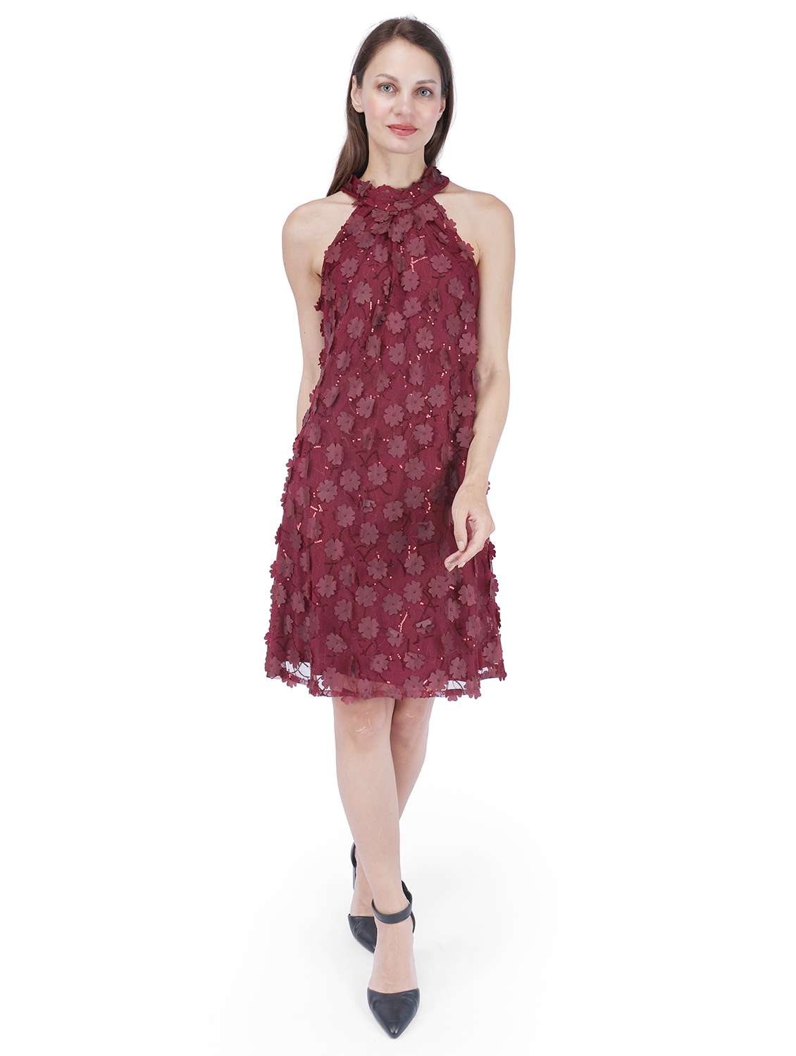 women self designed halter neck a-line dress - 22181459 -  Zoom Image - 0