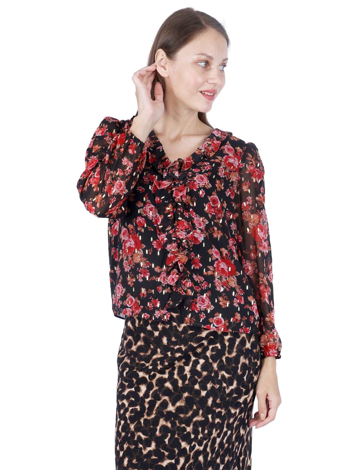 women floral print puff sleeve regular top - 22181469 -  Standard Image - 3