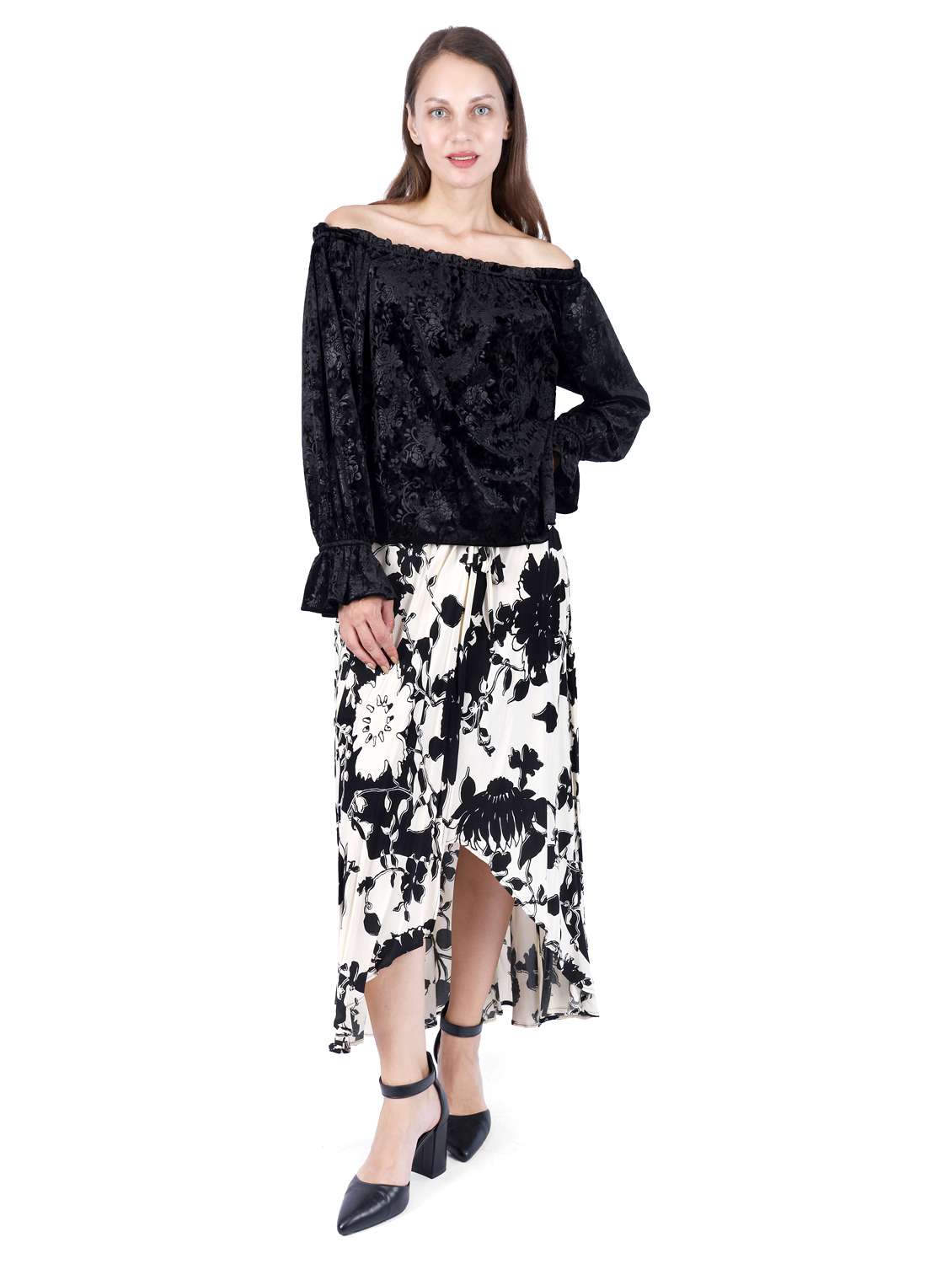 women self designed off shoulder top