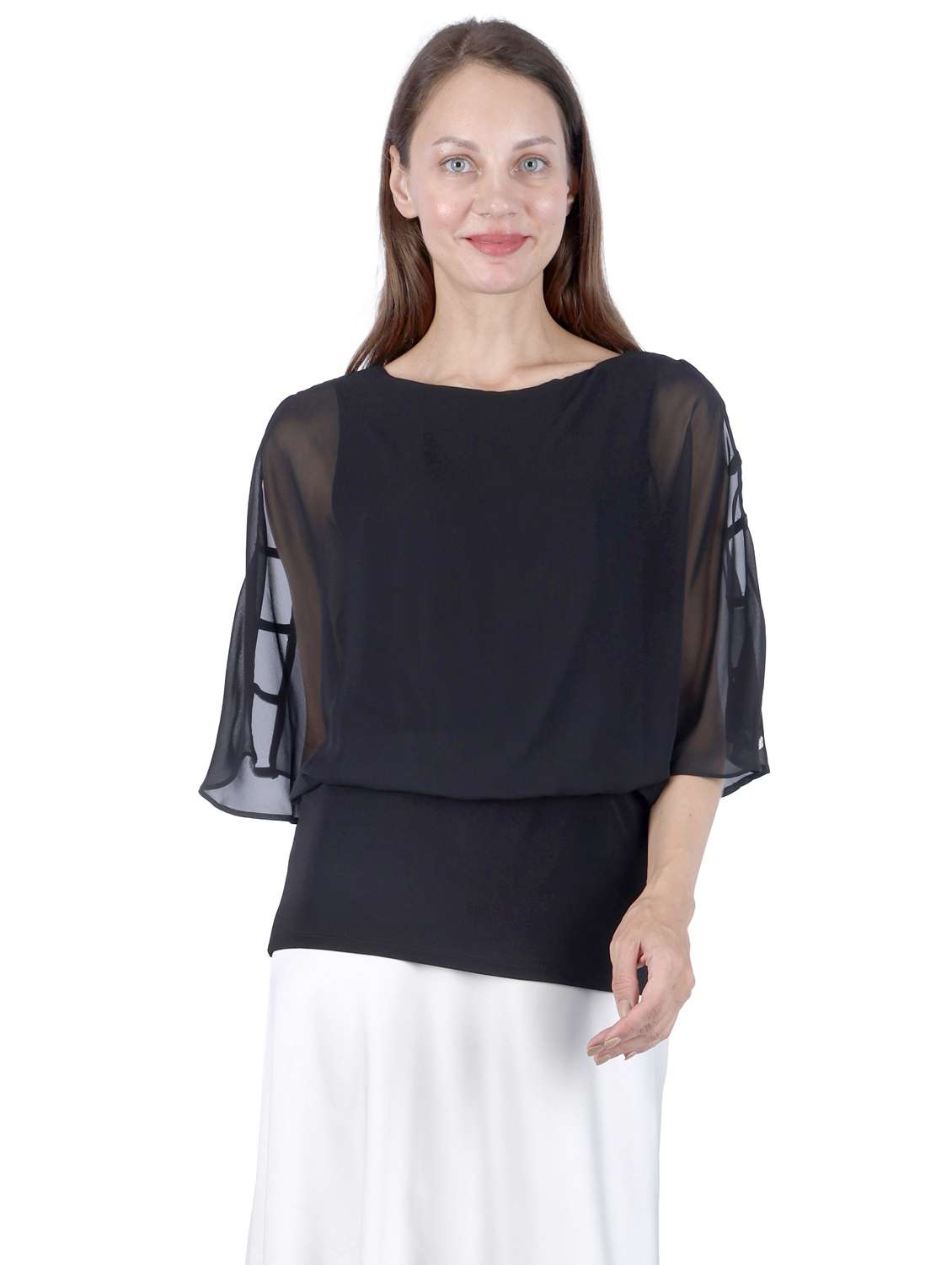 women black solid slit sleeve regular top - 22181473 -  Standard Image - 3