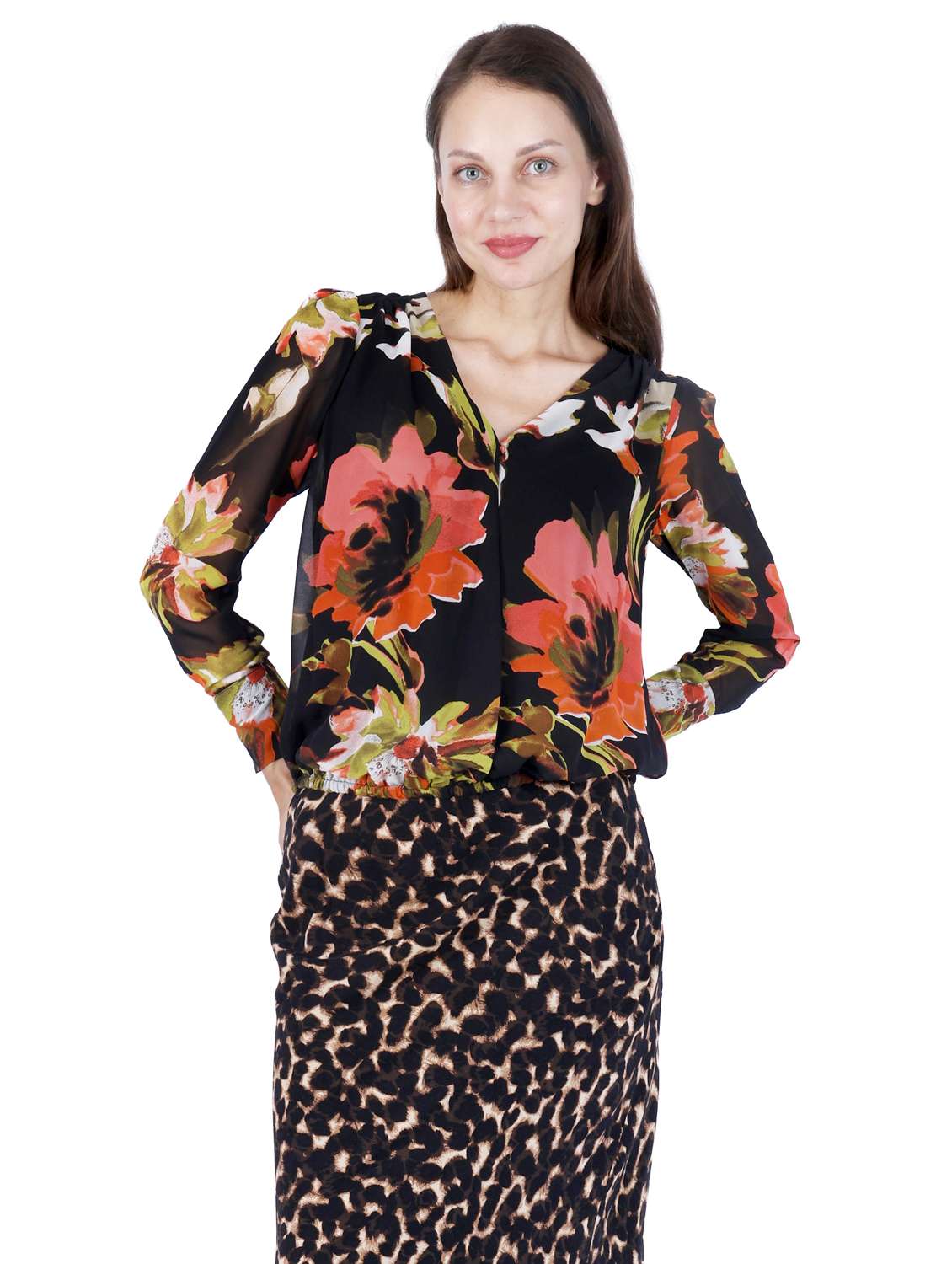 women black floral print long sleeve regular top - 22181478 -  Standard Image - 3