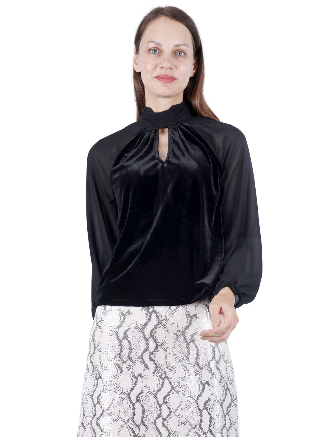women black solid puff sleeve regular top - 22181480 -  Standard Image - 3