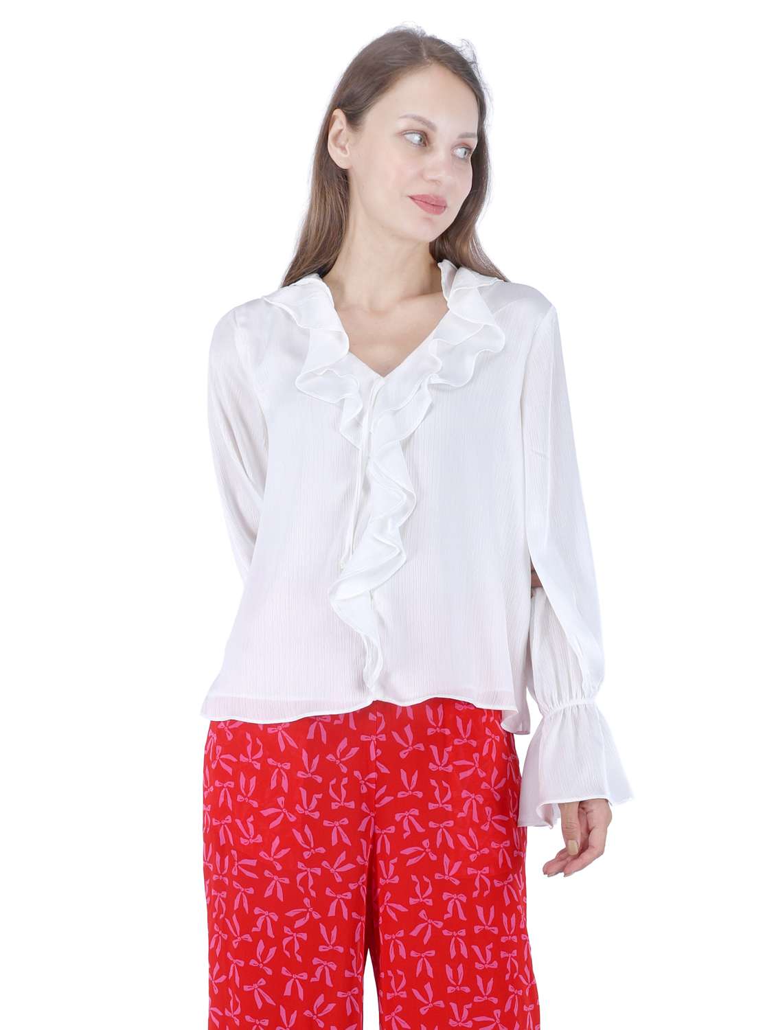 women white solid long sleeve regular top - 22181481 -  Standard Image - 3