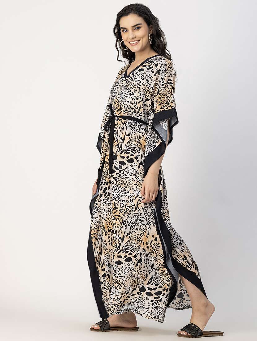women animal print kaftan nighty - 22181486 -  Standard Image - 3