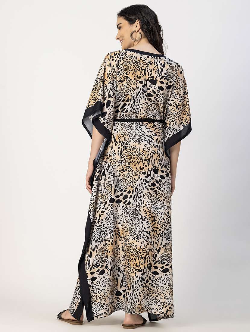 women animal print kaftan nighty - 22181486 -  Standard Image - 5