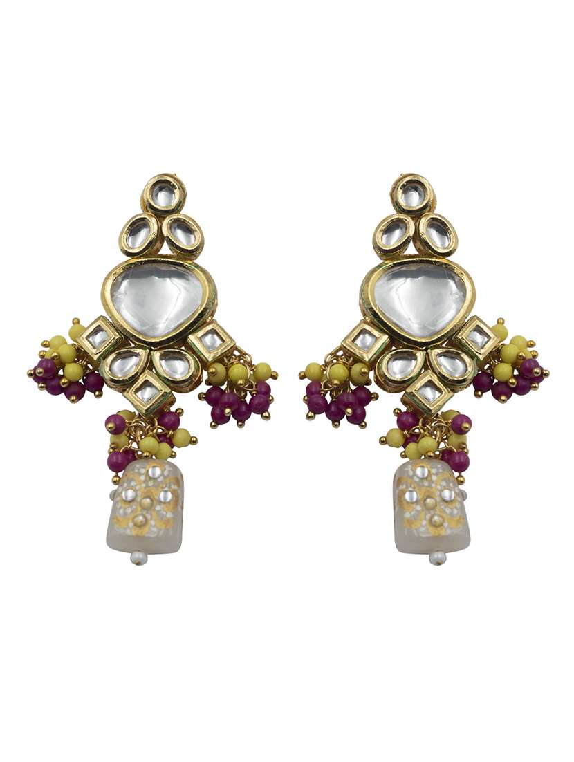 handcrafted kundan grey droplet beads necklace set - 22181490 -  Standard Image - 3