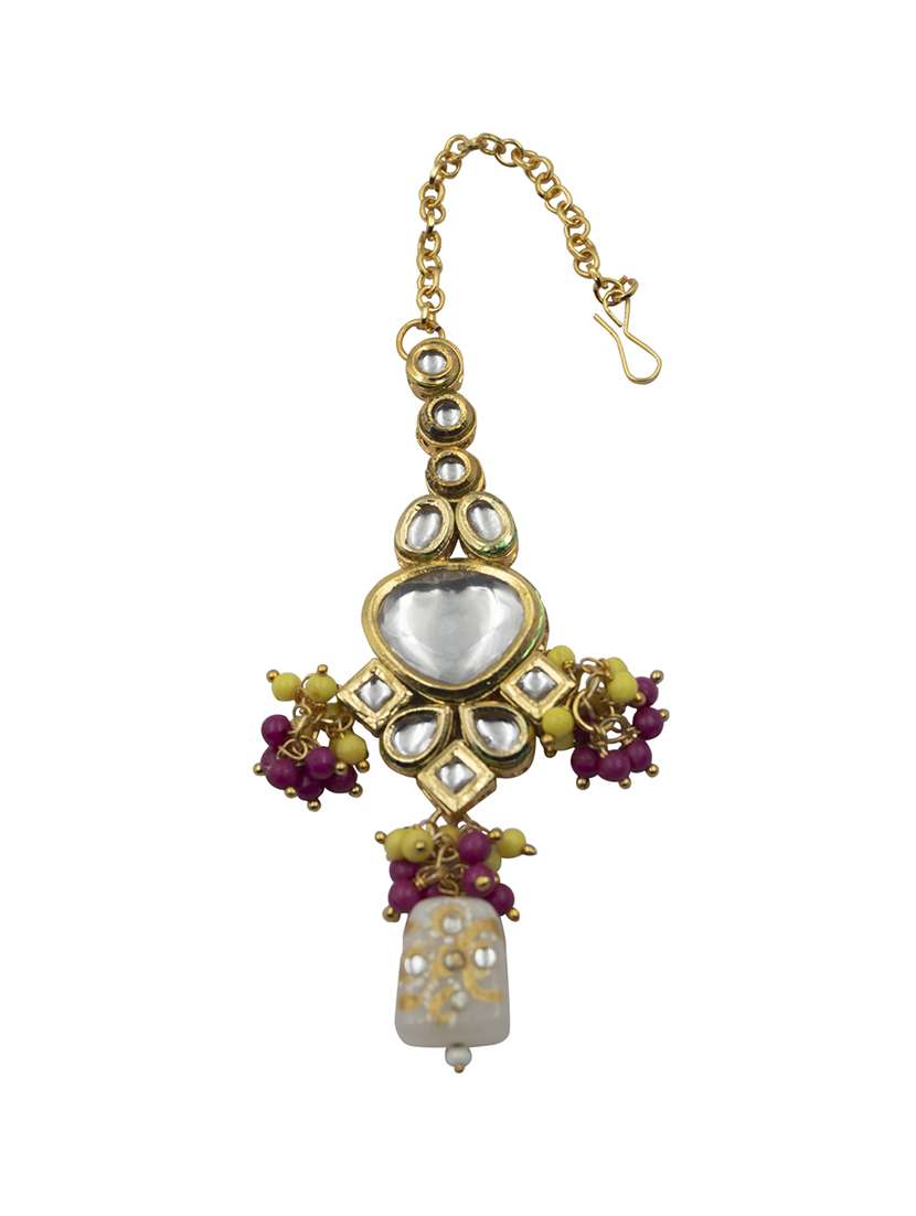 handcrafted kundan grey droplet beads necklace set - 22181490 -  Standard Image - 5