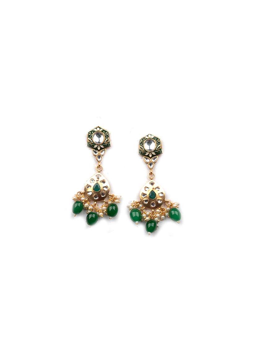 green pearls beaded kundan choker set - 22181493 -  Standard Image - 3