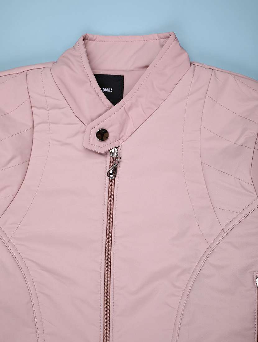 girls solid long sleeve quilted jacket - 22181509 -  Standard Image - 3