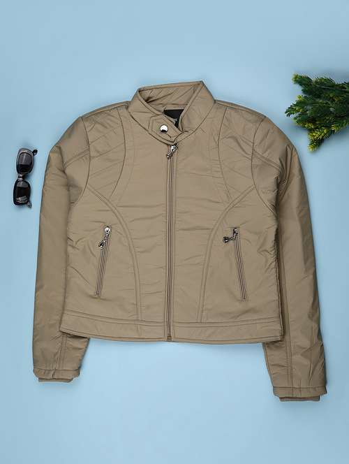 girls solid long sleeve quilted jacket - 22181510 -  Standard Image - 0