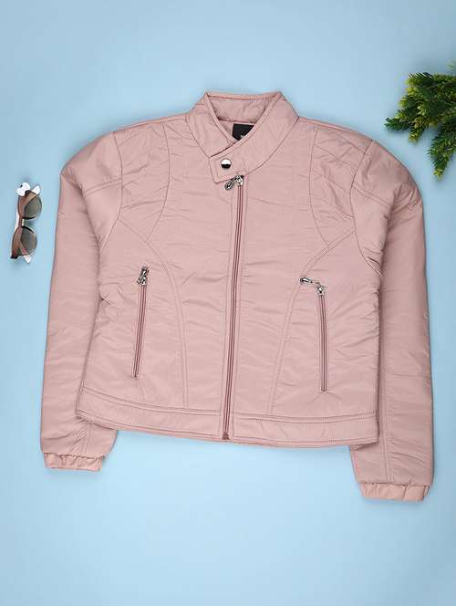 girls solid long sleeve quilted jacket - 22181511 -  Standard Image - 0