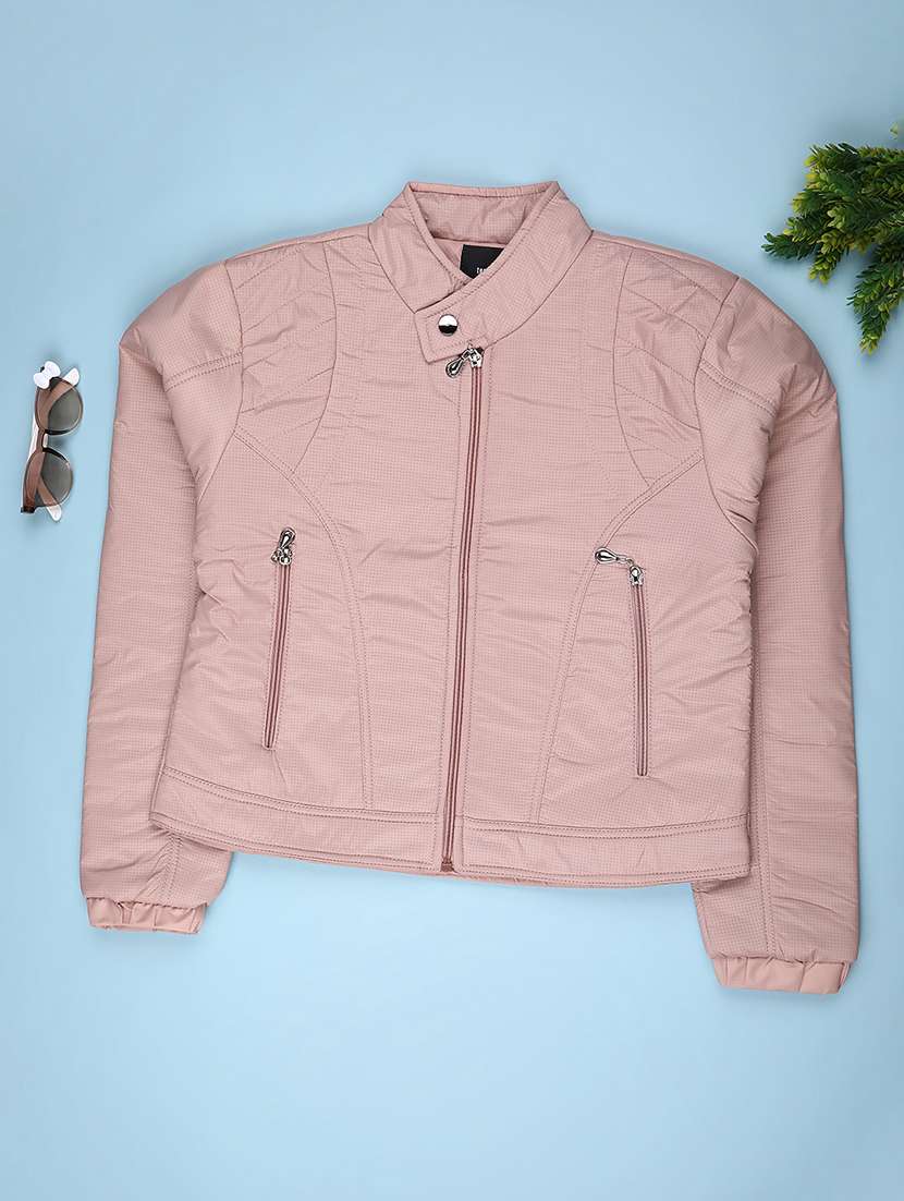 girls solid long sleeve quilted jacket - 22181511 -  Zoom Image - 0