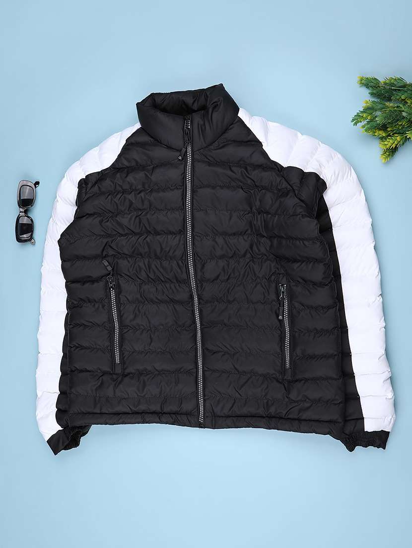 boys color blocked long sleeve quilted jacket