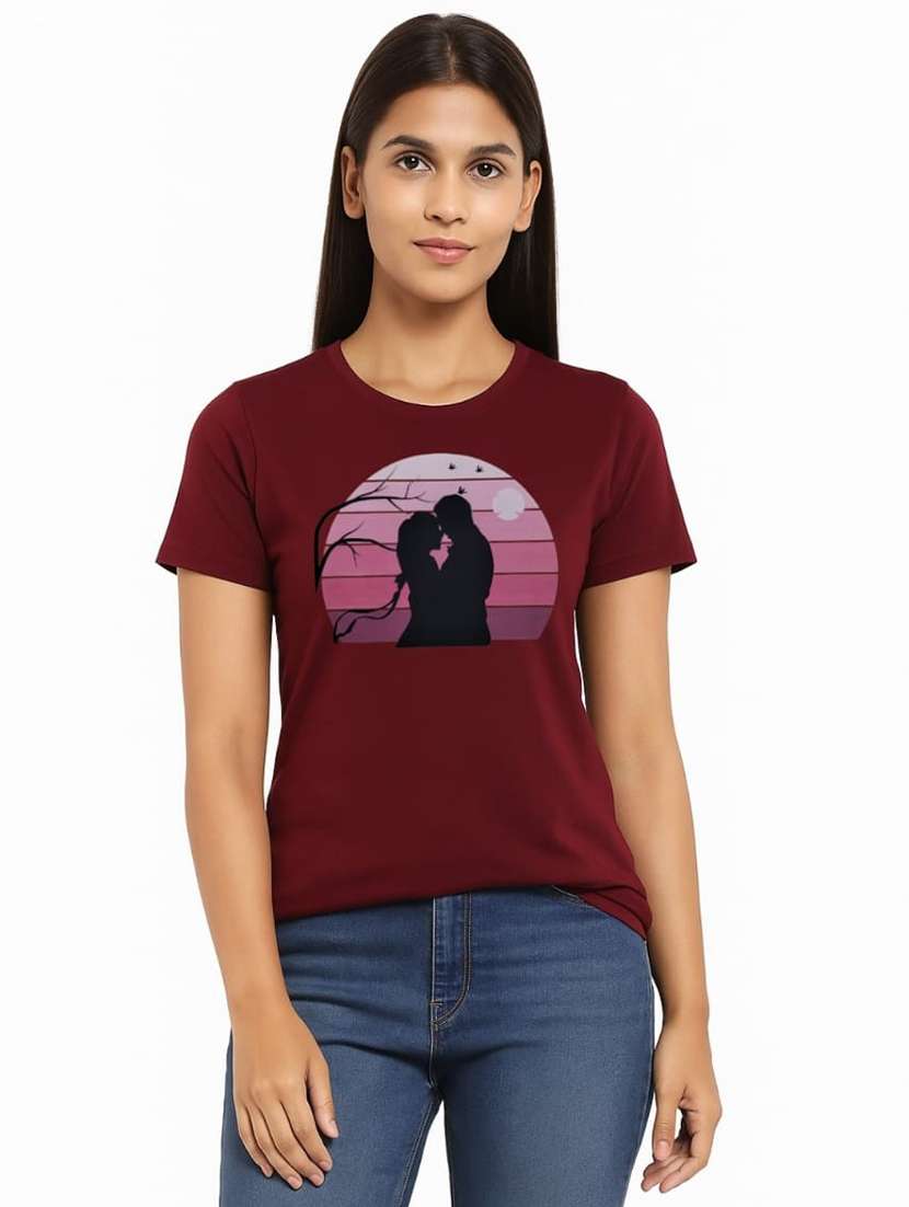 women pringted short sleeve regular fit t-shirt