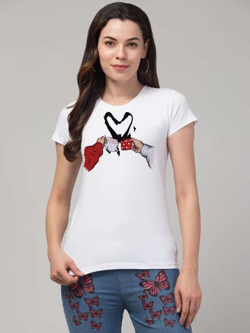 women printed short sleeve regular fit t-shirt