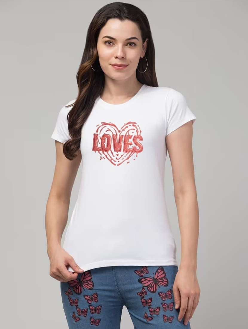 women printed short sleeve regular fit t-shirt