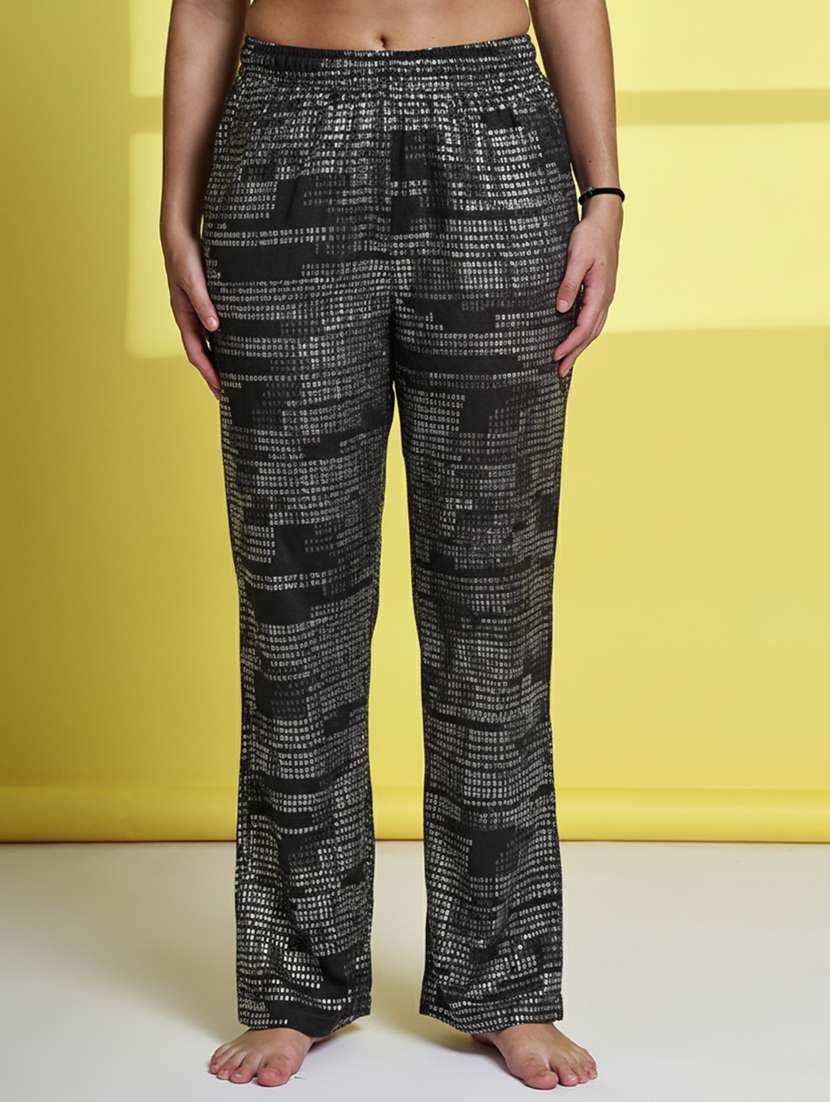 women printed mid rise lounge wear pajama