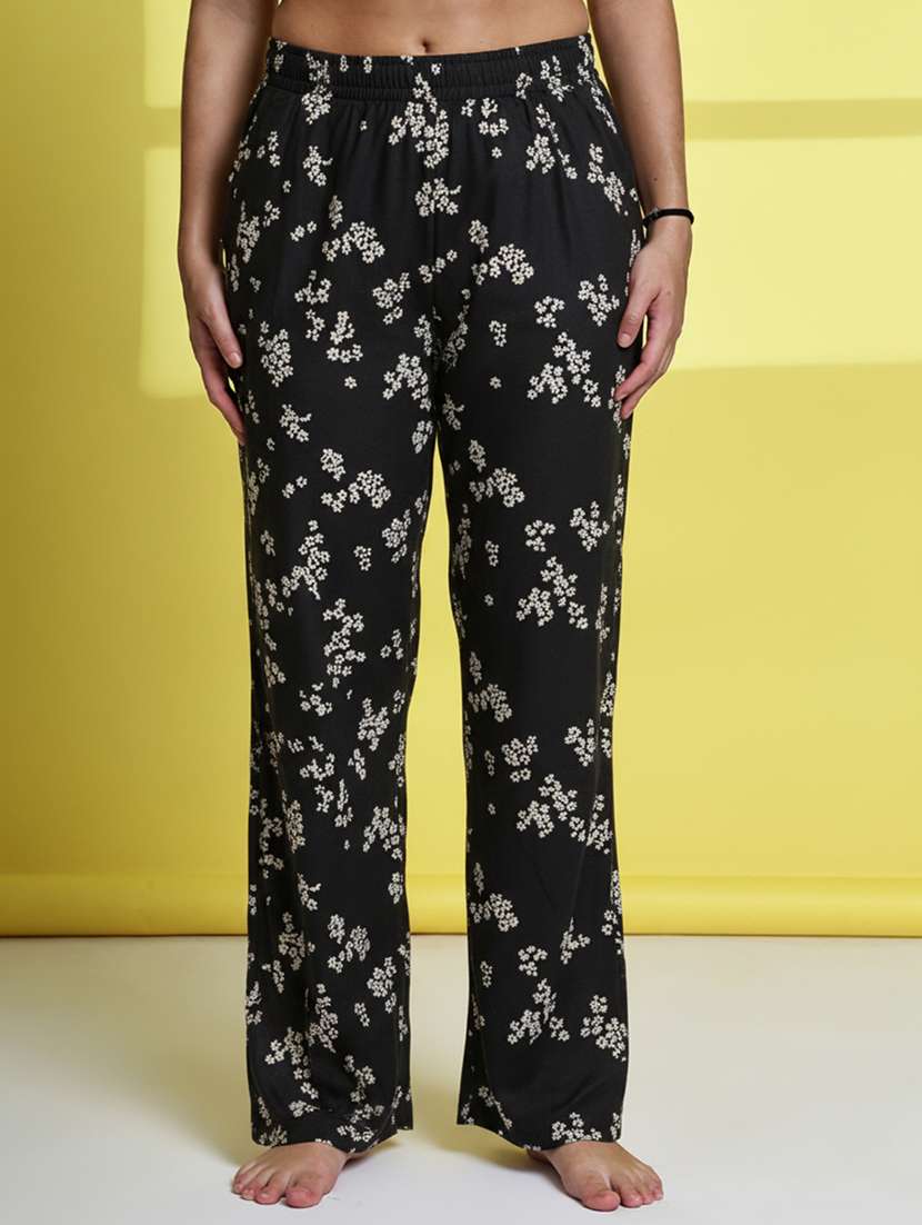 women printed mid rise lounge wear pajama