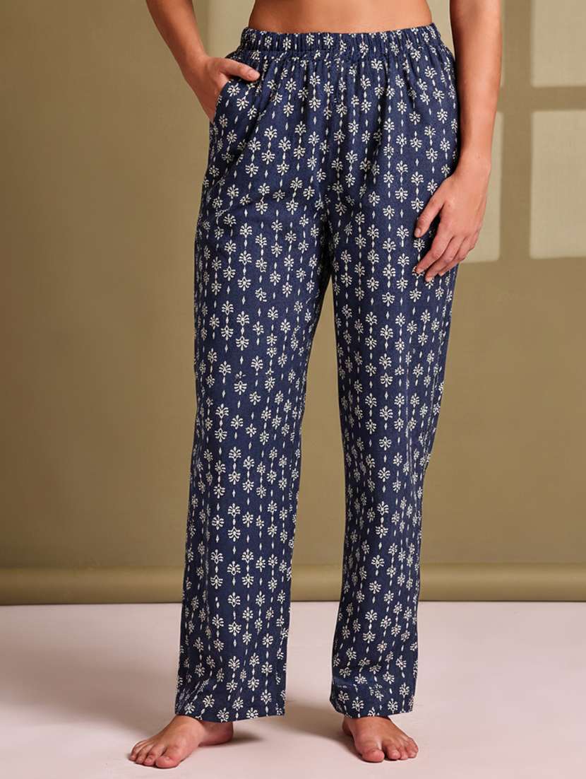 women printed mid rise lounge wear pajama