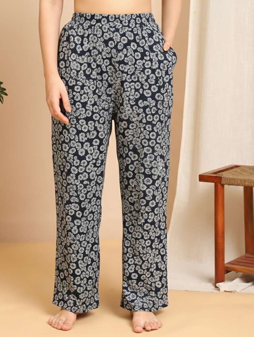 women printed mid rise lounge wear pajama