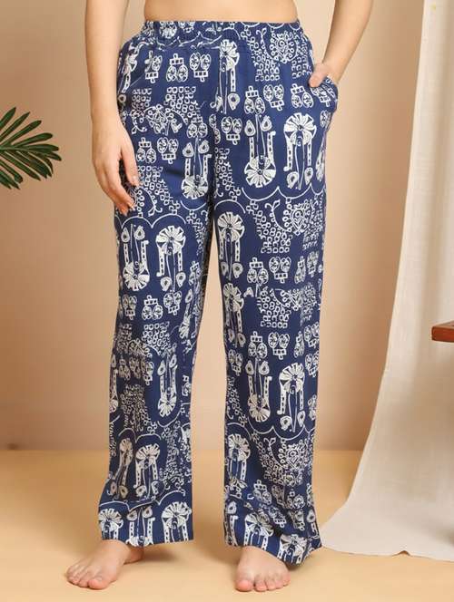 women printed mid rise lounge wear pajama - 22181566 -  Standard Image - 0
