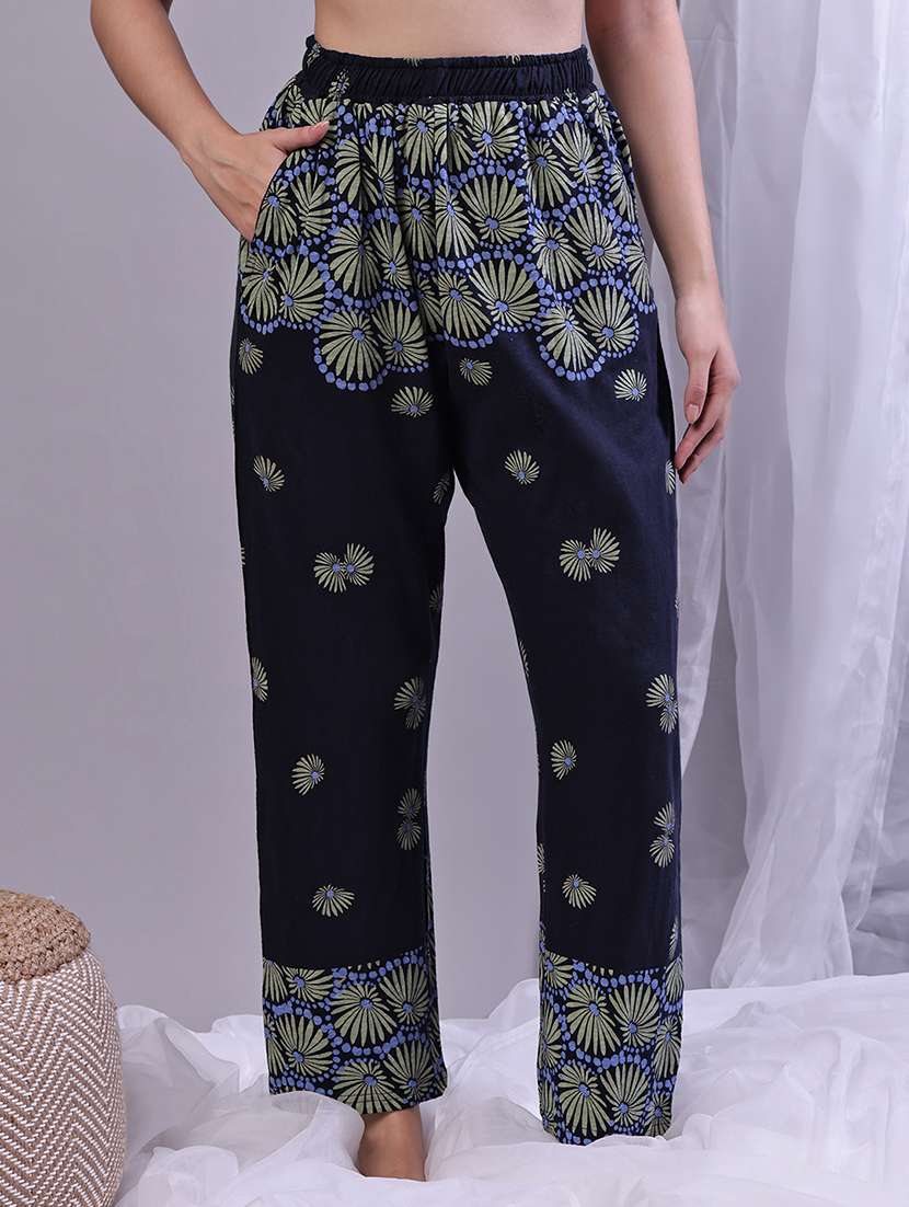 women printed mid rise lounge wear pajama