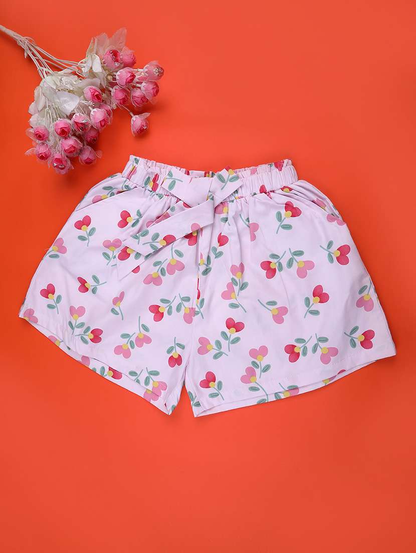 girls printed mid rise shorts