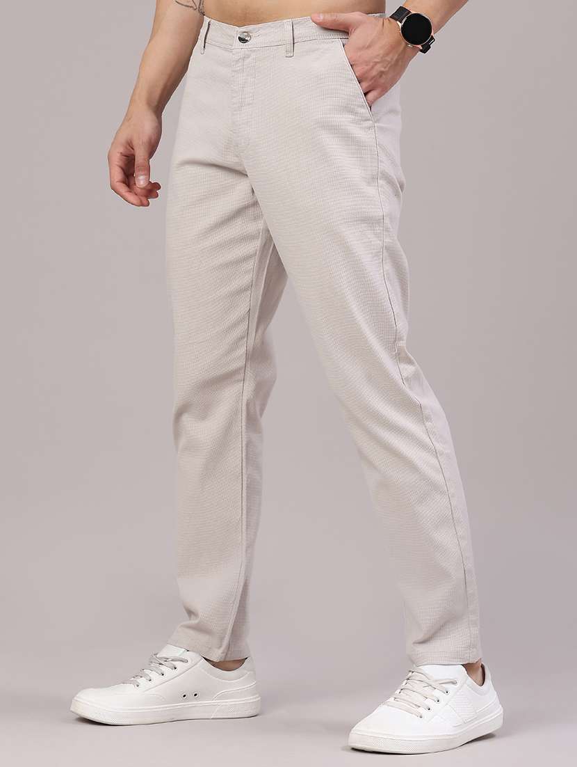 men textured mid rise chinos casual trouser - 22181630 -  Standard Image - 3